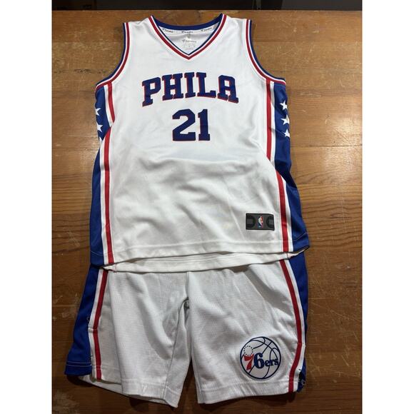 Philadelphia 76ers Joel Embiid #21 Jersey & Shorts Set Fanatics Youth Large NBA - Picture 1 of 8